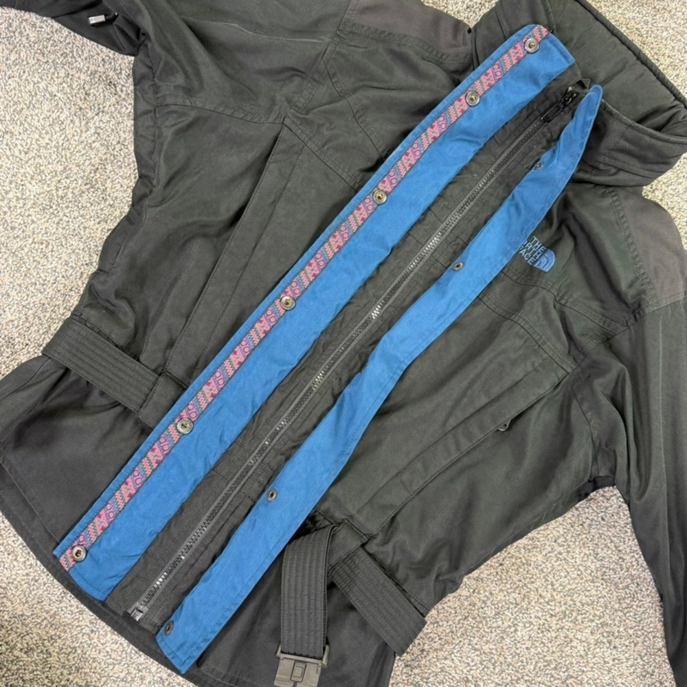 The North Face Vintage Ski Jacket Black Belted Hooded Women 10 Retro Snow Sports - Picture 6 of 16